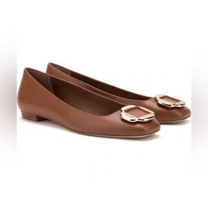 Larroude NWOT Maria Brown Flats In Caramel Sz 5.5